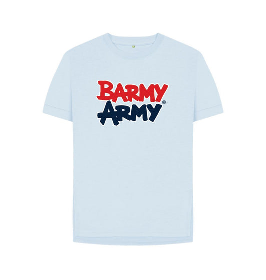 Sky Blue Barmy Army Large Print Relaxed Fit Ladies Tee