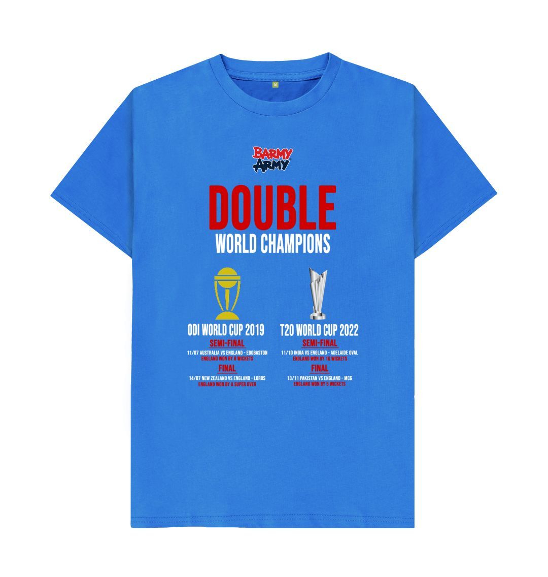 Bright Blue Barmy Army Double World Cup Winners Tee