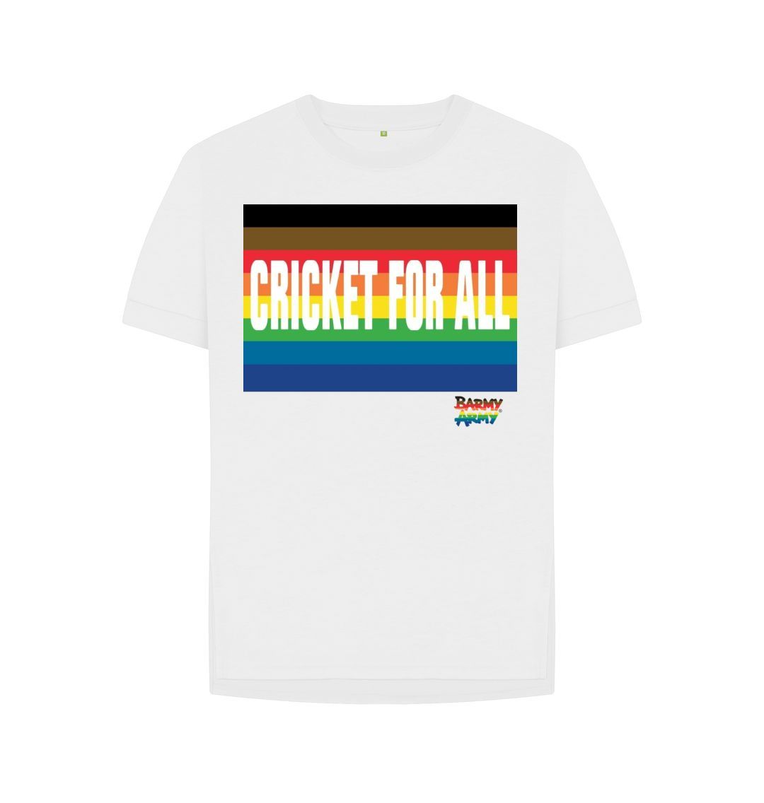 White Barmy Army Cricket for All Relax Fit Ladies Tee