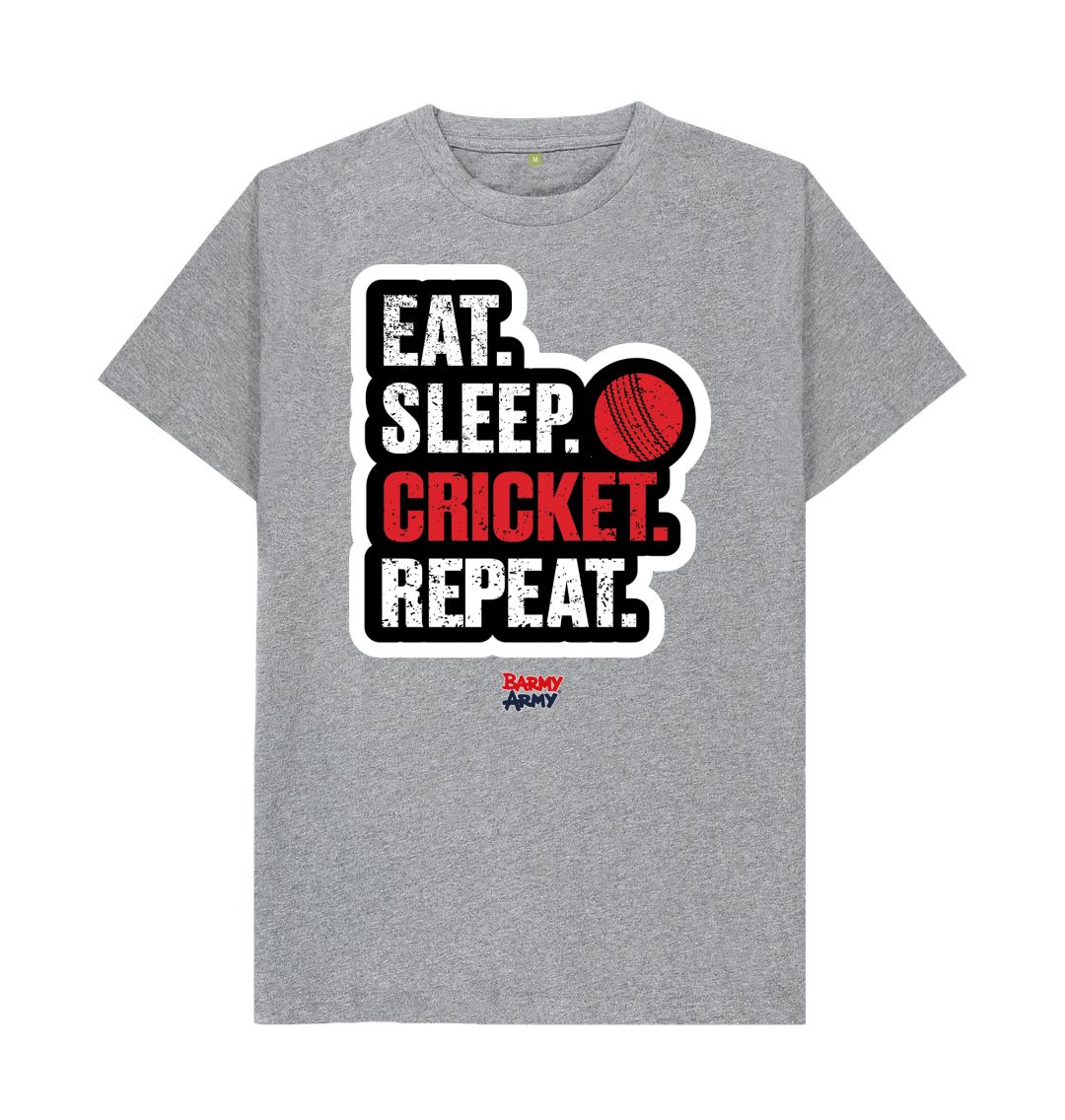 Athletic Grey Barmy Army Eat Sleep Slogan Tee - Men's