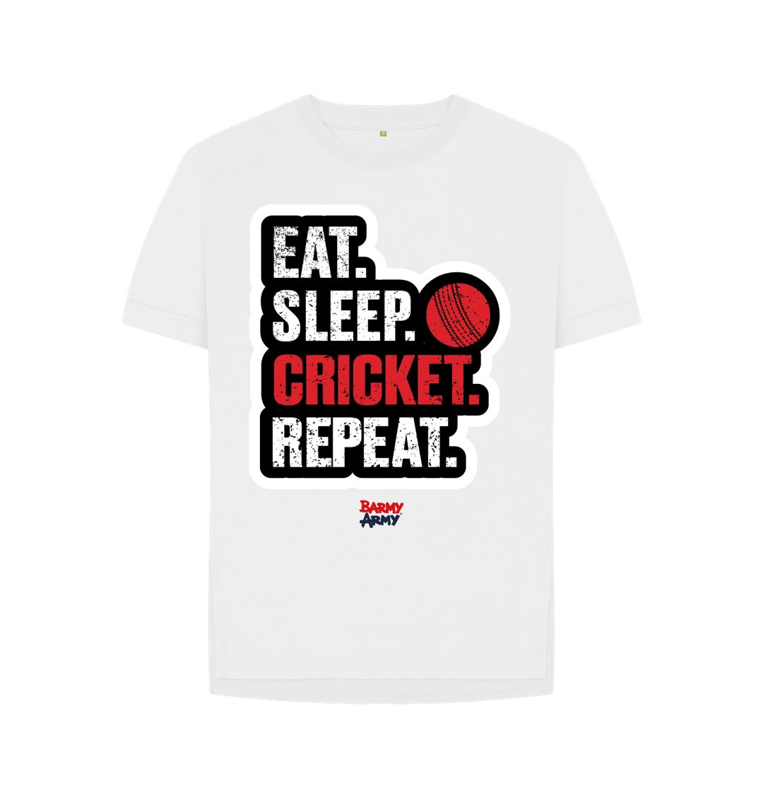 White Barmy Army  Eat Sleep Slogan Relaxed Fit Tee - Ladies