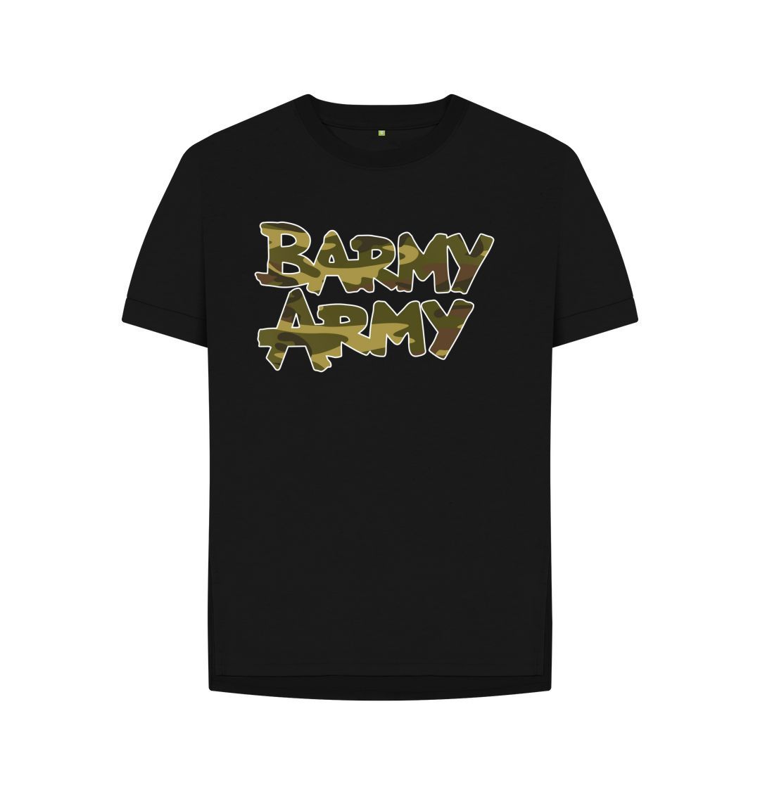 Black Barmy Army Camo Logo Ladies Relax Fit Tee