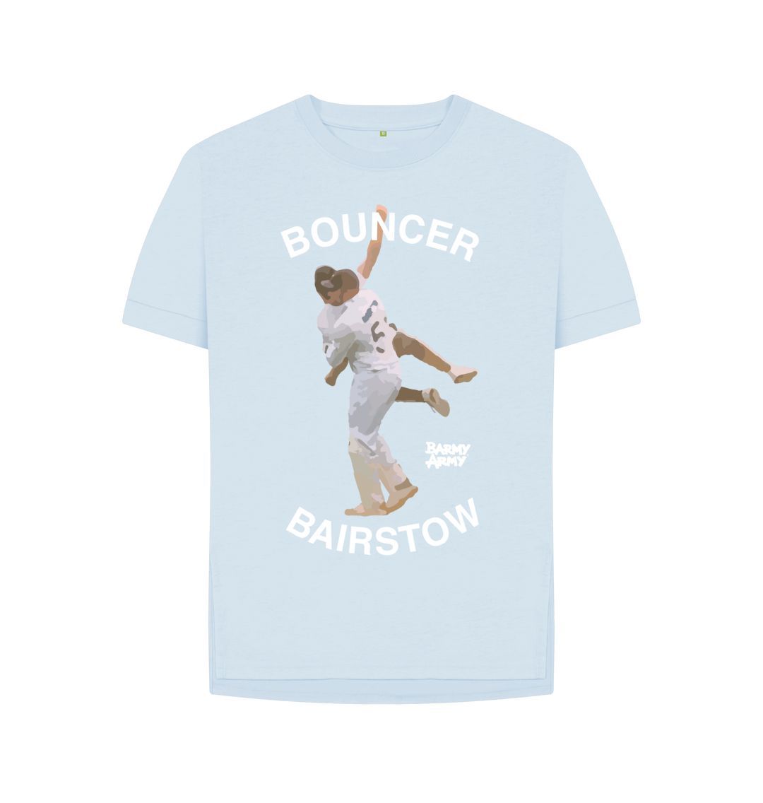 Sky Blue Barmy Army Bouncer Bairstow Relaxed Fit Ladies Tee