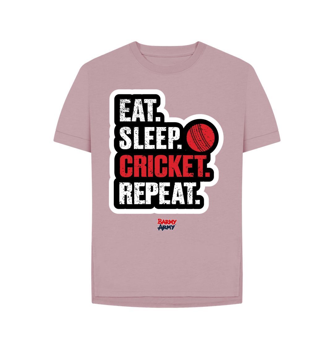 Mauve Barmy Army  Eat Sleep Slogan Relaxed Fit Tee - Ladies