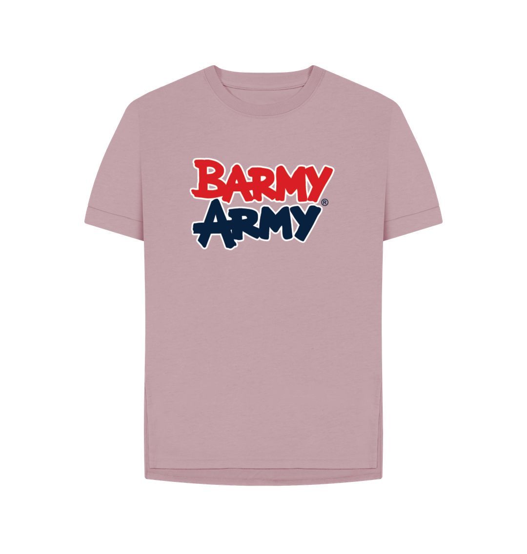 Mauve Barmy Army Large Print Relaxed Fit Ladies Tee