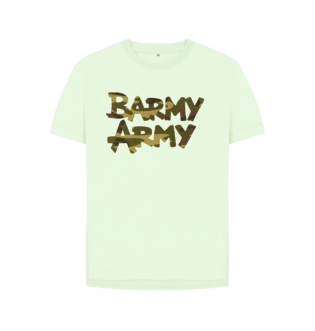 Pastel Green Barmy Army Camo Logo Ladies Relax Fit Tee