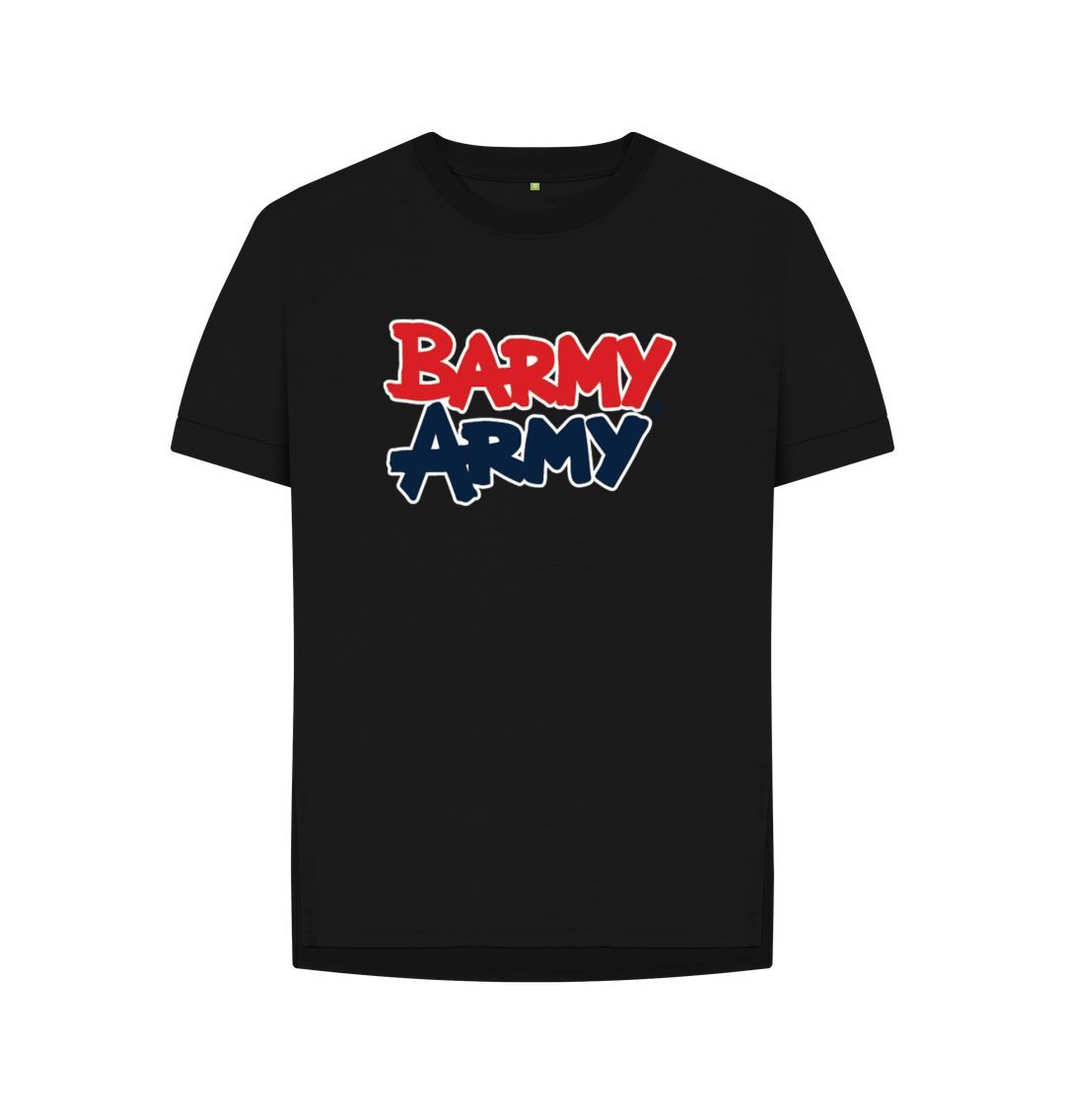 Black Barmy Army Large Print Relaxed Fit Ladies Tee