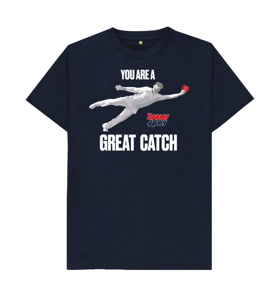 Navy Blue Barmy Army Great Catch Slogan Tee - Men's